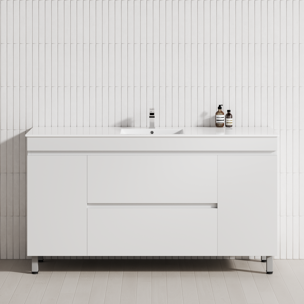 2-Drawer 2-Door 1200/1500/1800mm Bathroom Freestanding Leg Vanity Single/Double Multi-Colour Cabinet Only