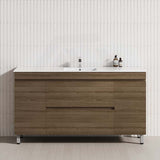 Freestanding bathroom vanity, 1500mm size, 2 drawers, and 2 doors in Notaio Walnut