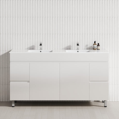 2-Door 4-Drawer 1200/1500/1800mm Freestanding Bathroom Legs Vanity Single/Double Multi-Colour Cabinet Only