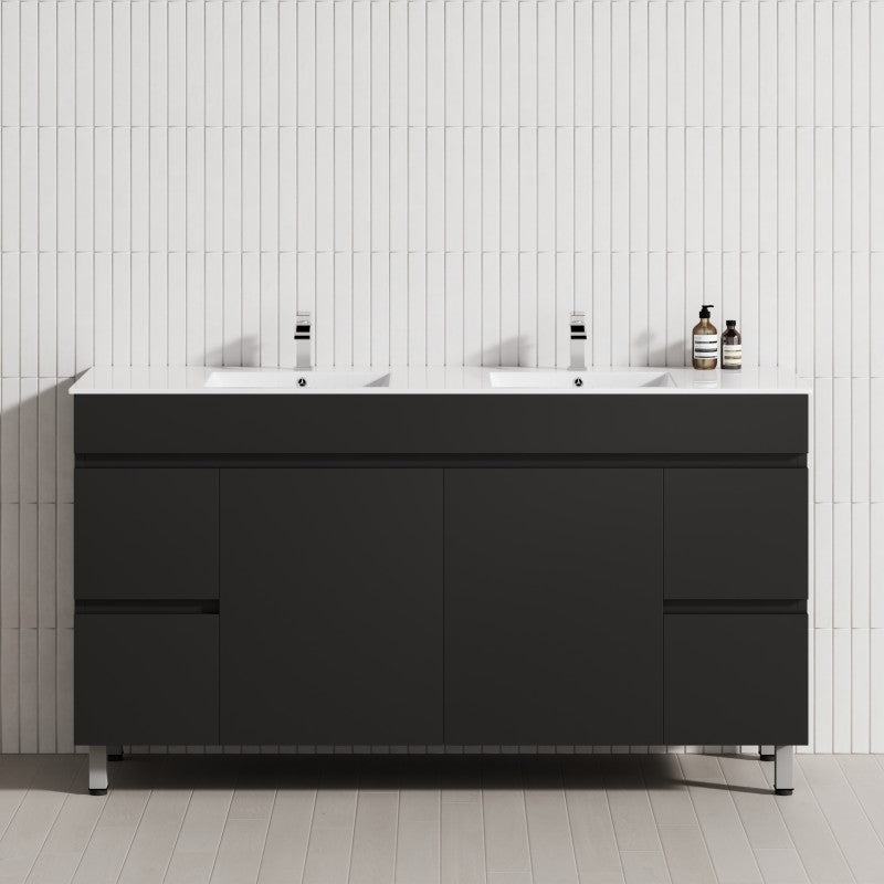 2-Door 4-Drawer 1200/1500/1800mm Freestanding Bathroom Legs Vanity Single/Double Multi-Colour Cabinet Only