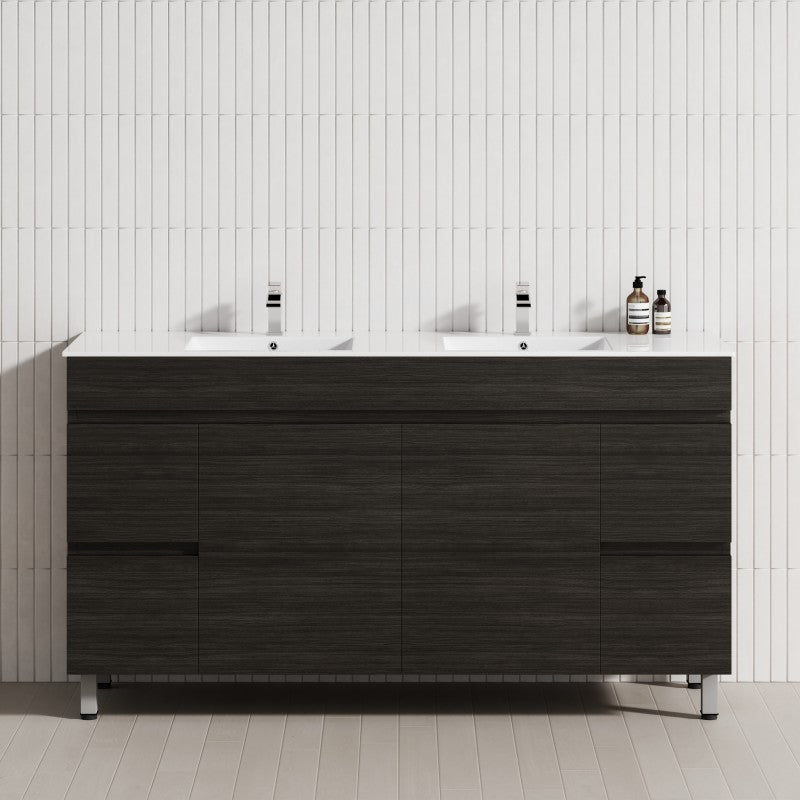 2-Door 4-Drawer 1200/1500/1800Mm Freestanding Bathroom Legs Vanity Single/Double Multi-Color