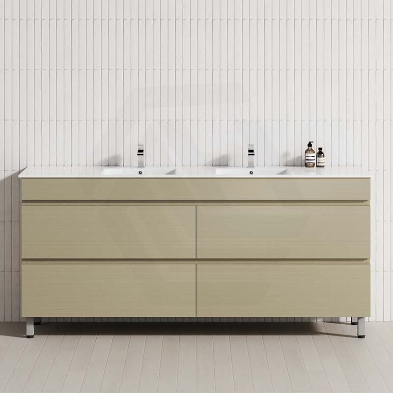 1800mm bathroom vanity, 4 storage drawers in a Gesso Lini finish