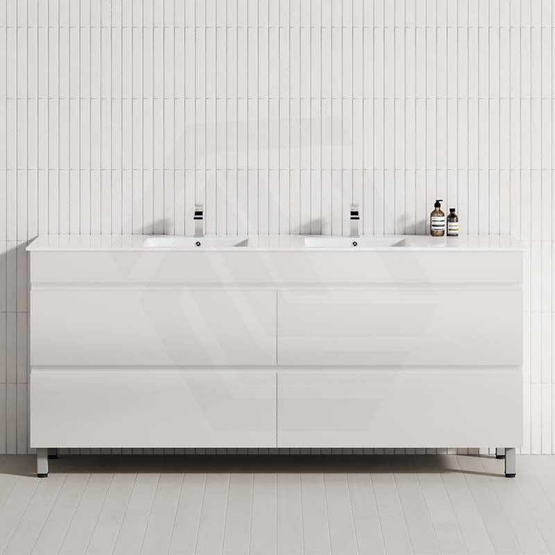 MCH 4-Drawer 1800mm Gloss White Freestanding Leg Vanity with Double Bowls