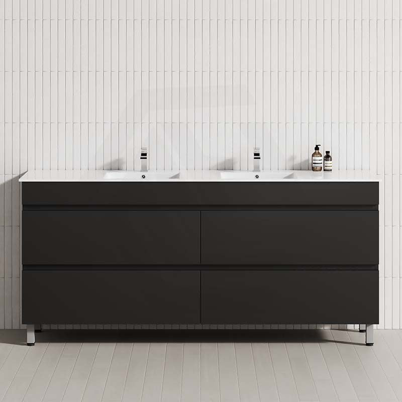 MCH 4-Drawer 1800mm Matt Black Freestanding Legs Bathroom Vanity with Double Bowls