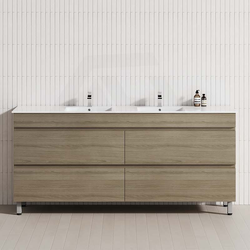 MCH 4-Drawer 1800mm Maison Oak Freestanding Leg Bathroom Vanity with Double Bowls