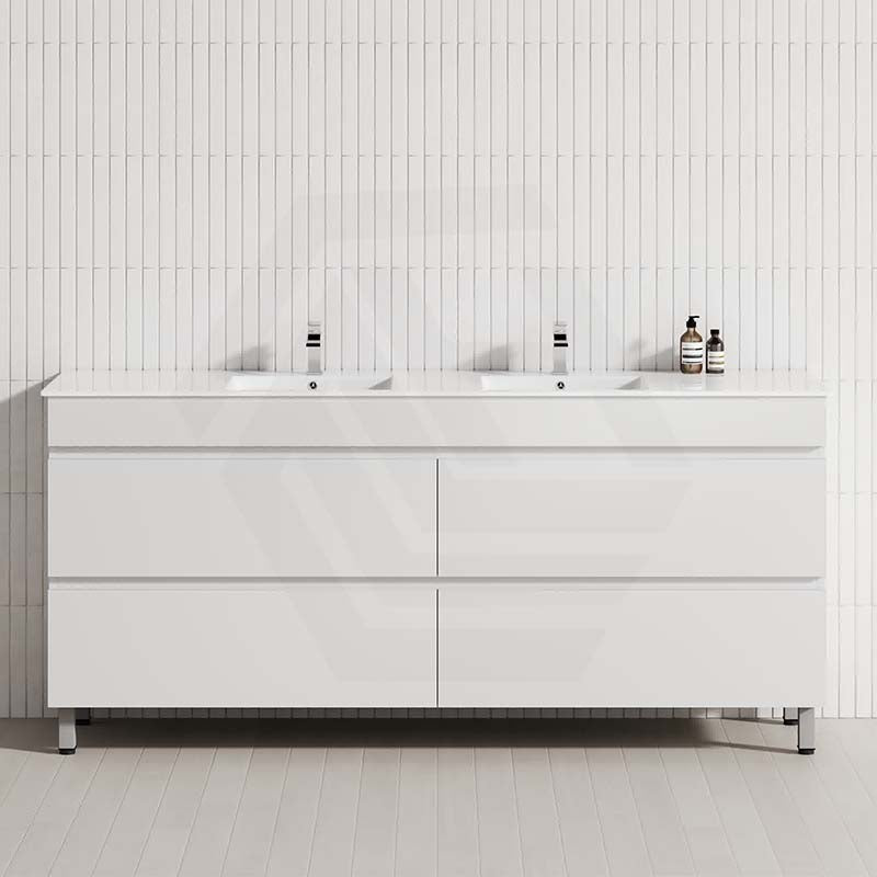 MCH 4-Drawer 1800mm Matt White Freestanding Leg Vanity with Double Bowls