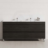 1800mm bathroom vanity with double bowls crafted from Shannon Oak, complete with 4 functional drawers