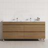 Chic bathroom design with a wooden vanity, a freestanding look in Tasmanian Oak