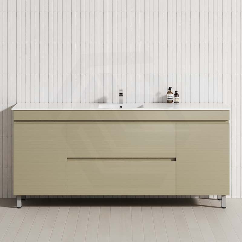 Contemporary 1800mm bathroom vanity in gloss white, designed with two drawers and two doors