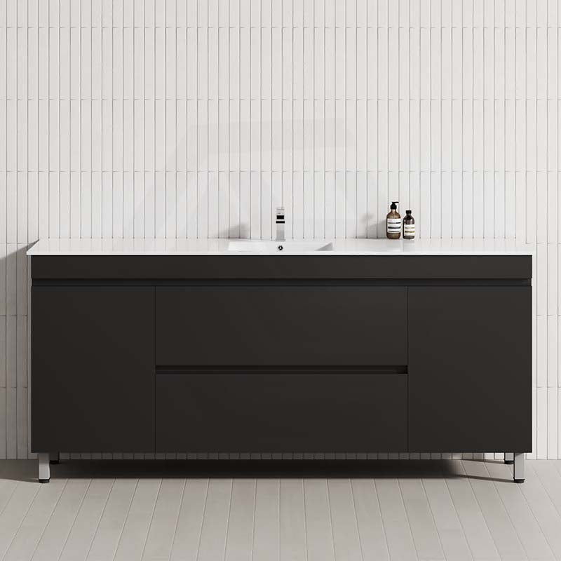MCH 1800mm Matt Black Freestanding Leg Vanity with Single Bowl