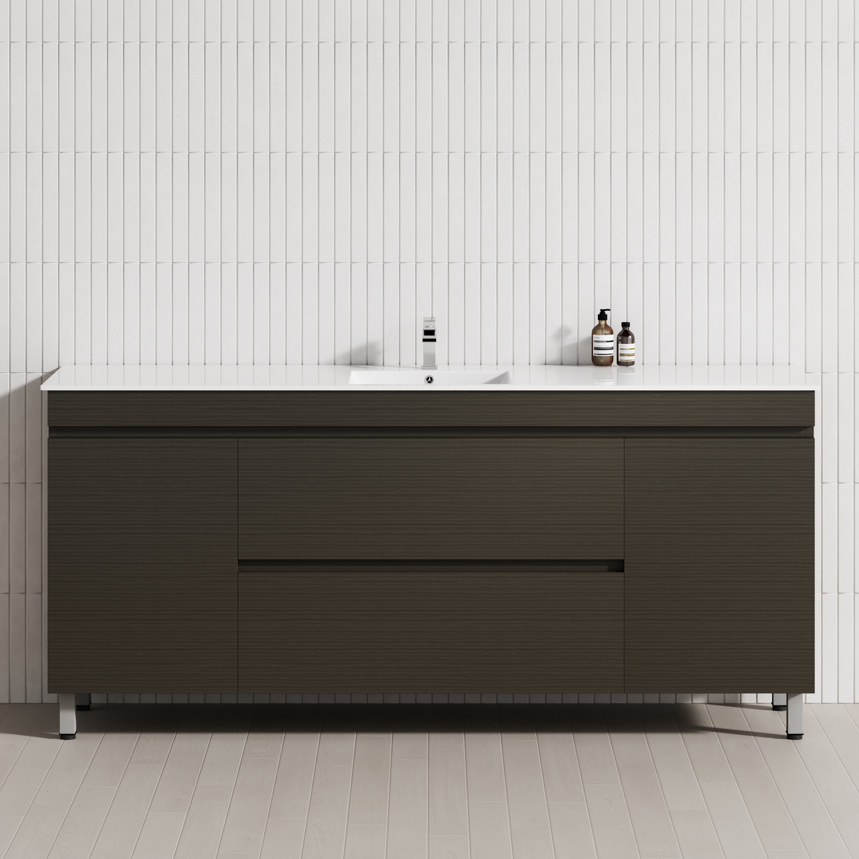 2-Drawer 2-Door 1200/1500/1800mm Bathroom Freestanding Leg Vanity Single/Double Multi-Colour Cabinet Only
