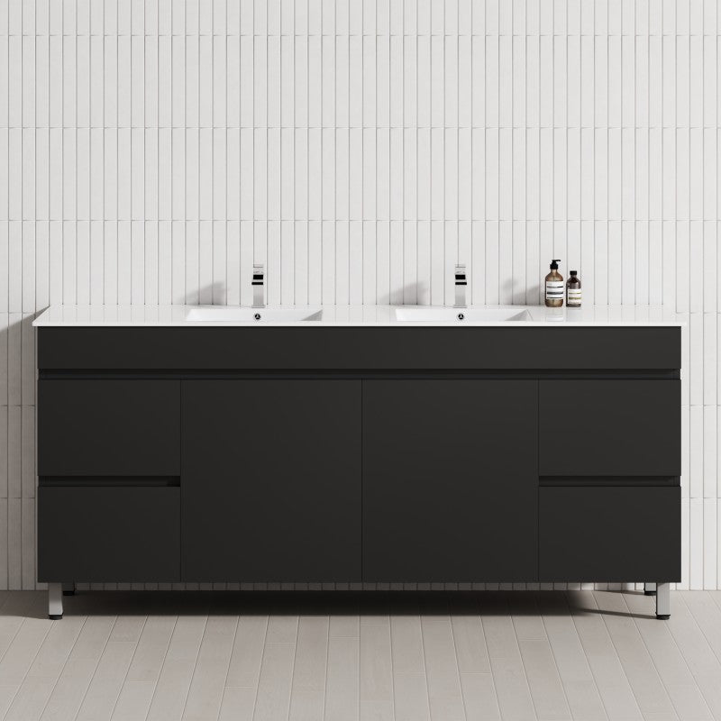 2-Door 4-Drawer 1200/1500/1800Mm Freestanding Bathroom Legs Vanity Single/Double Multi-Color