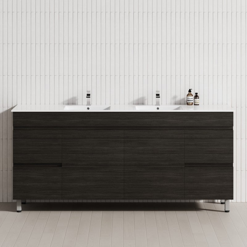 2-Door 4-Drawer 1200/1500/1800mm Freestanding Bathroom Legs Vanity Single/Double Multi-Colour Cabinet Only