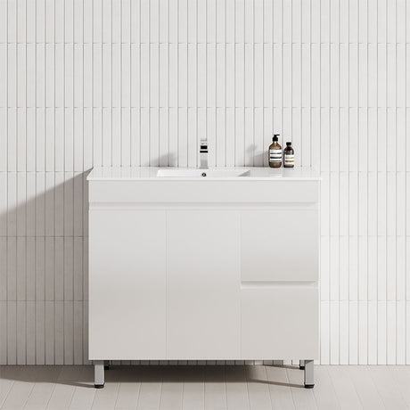 900Mm Narrow 2-Drawer 2-Door Freestanding Bathroom Vanity With Legs Multi-Colour Cabinet Only