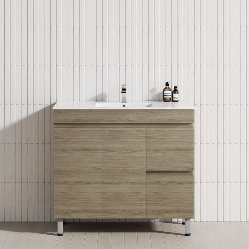 900mm Narrow 2-Drawer 2-Door Freestanding Bathroom Vanity with Legs Multi-Colour Cabinet Only