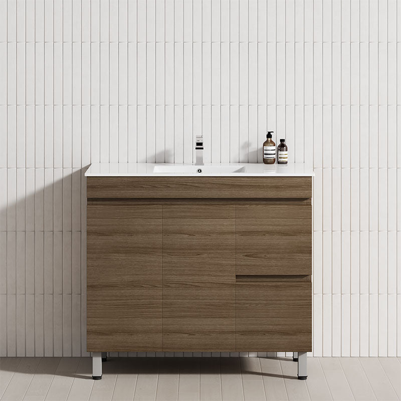 900mm Narrow 2-Drawer 2-Door Freestanding Bathroom Vanity with Legs Multi-Colour Cabinet Only