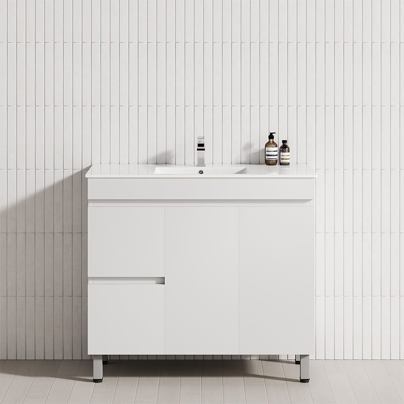 900mm Narrow 2-Drawer 2-Door Freestanding Bathroom Vanity with Legs Multi-Colour Cabinet Only