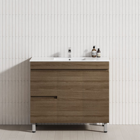 900Mm Narrow 2-Drawer 2-Door Freestanding Bathroom Vanity With Legs Multi-Colour Cabinet Only