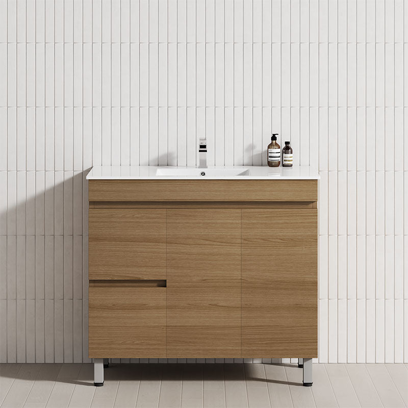 900mm Narrow 2-Drawer 2-Door Freestanding Bathroom Vanity with Legs Multi-Colour Cabinet Only