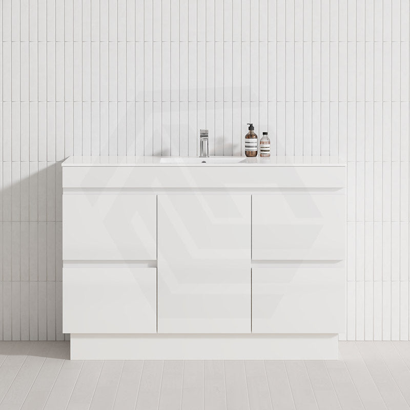 1-Door 4-Drawer 1200mm Freestanding Bathroom Vanity Kickboard Single Multi-Colour Cabinet Only