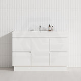 1-Door 4-Drawer 1200mm Freestanding Bathroom Vanity Kickboard Single Multi-Colour Cabinet Only