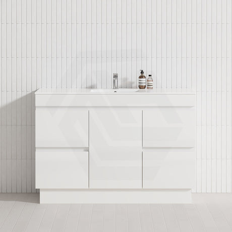 1-Door 4-Drawer 1200mm Freestanding Bathroom Vanity Kickboard Single Multi-Colour Cabinet Only