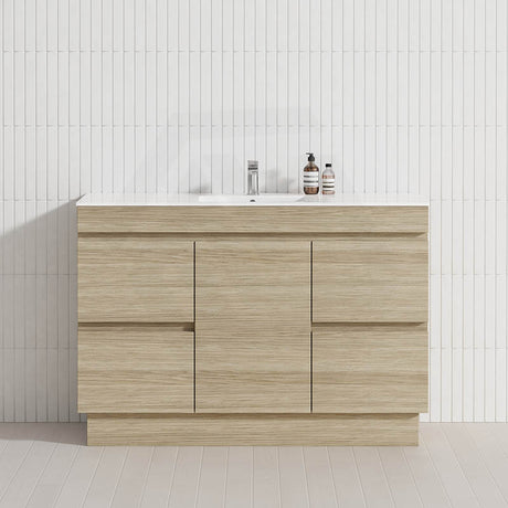1-Door 4-Drawer 1200mm Freestanding Bathroom Vanity Kickboard Single Multi-Colour Cabinet Only