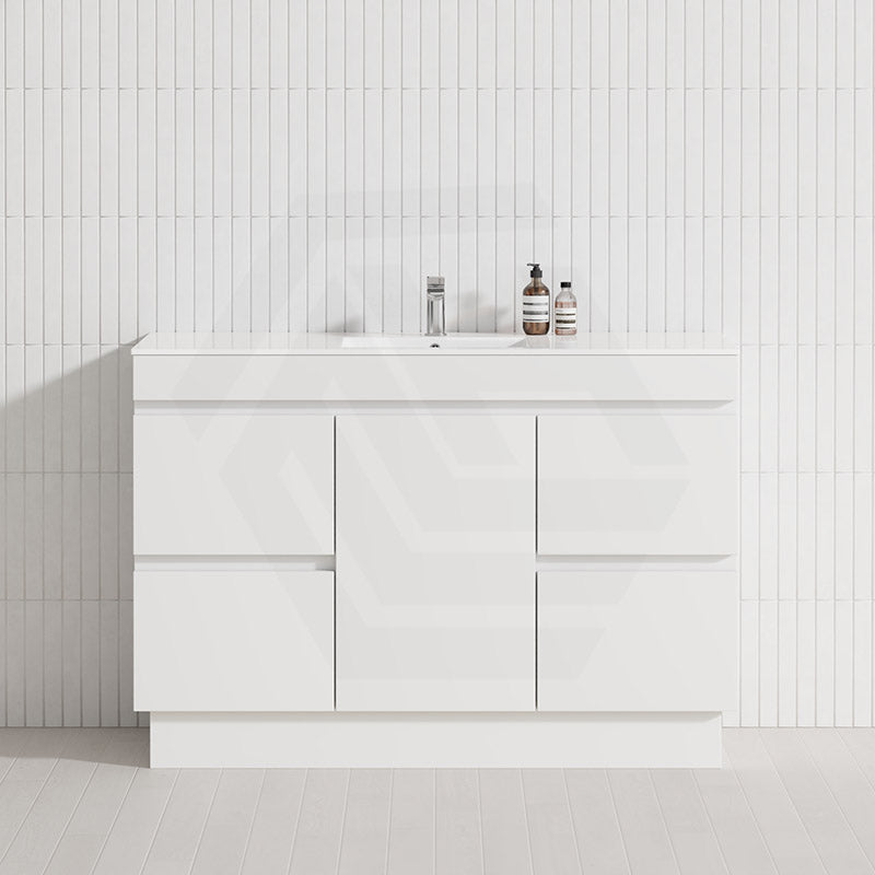 1-Door 4-Drawer 1200mm Freestanding Bathroom Vanity Kickboard Single Multi-Colour Cabinet Only