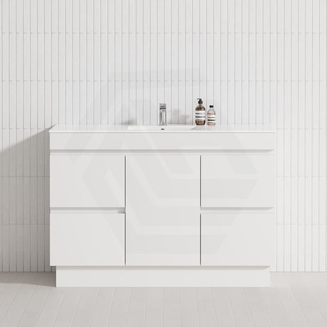 1-Door 4-Drawer 1200mm Freestanding Bathroom Vanity Kickboard Single Multi-Colour Cabinet Only