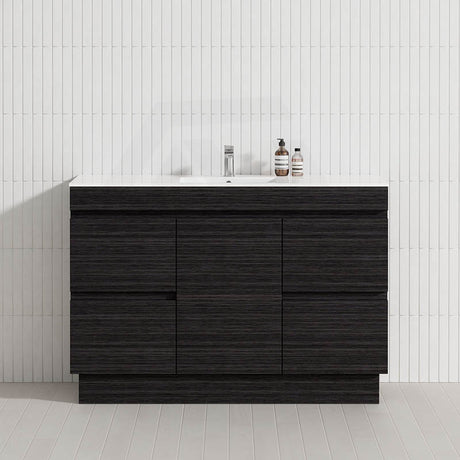 1-Door 4-Drawer 1200mm Freestanding Bathroom Vanity Kickboard Single Multi-Colour Cabinet Only
