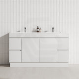 4-Drawer 2-Door 1200/1500/1800mm Freestanding Bathroom Vanity Kickboard Single/Double Multi-Colour Cabinet Only