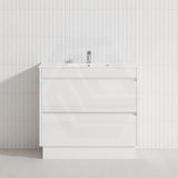 2-Drawer 600/750/900/1200mm Freestanding Bathroom Vanity Kickboard Single Multi-Colour Cabinet Only