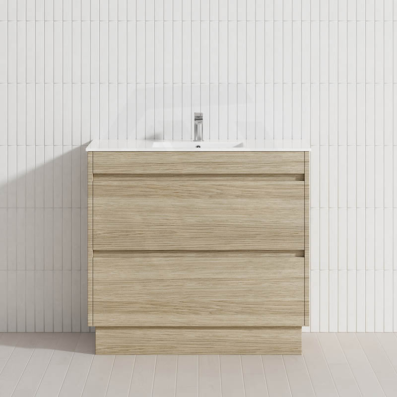 2-Drawer 600/750/900/1200mm Freestanding Bathroom Vanity Kickboard Single Multi-Colour Cabinet Only