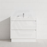 2-Drawer 600/750/900/1200mm Freestanding Bathroom Vanity Kickboard Single Multi-Colour Cabinet Only