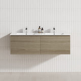 2-Drawer Flat 1200/1500/1800Mm Wall Hung Bathroom Floating Vanity Multi-Colour Cabinet Only Vanities
