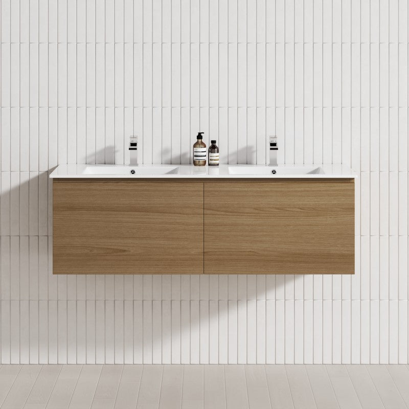 2-Drawer Flat 1200/1500/1800Mm Wall Hung Bathroom Floating Vanity Multi-Colour Cabinet Only Vanities