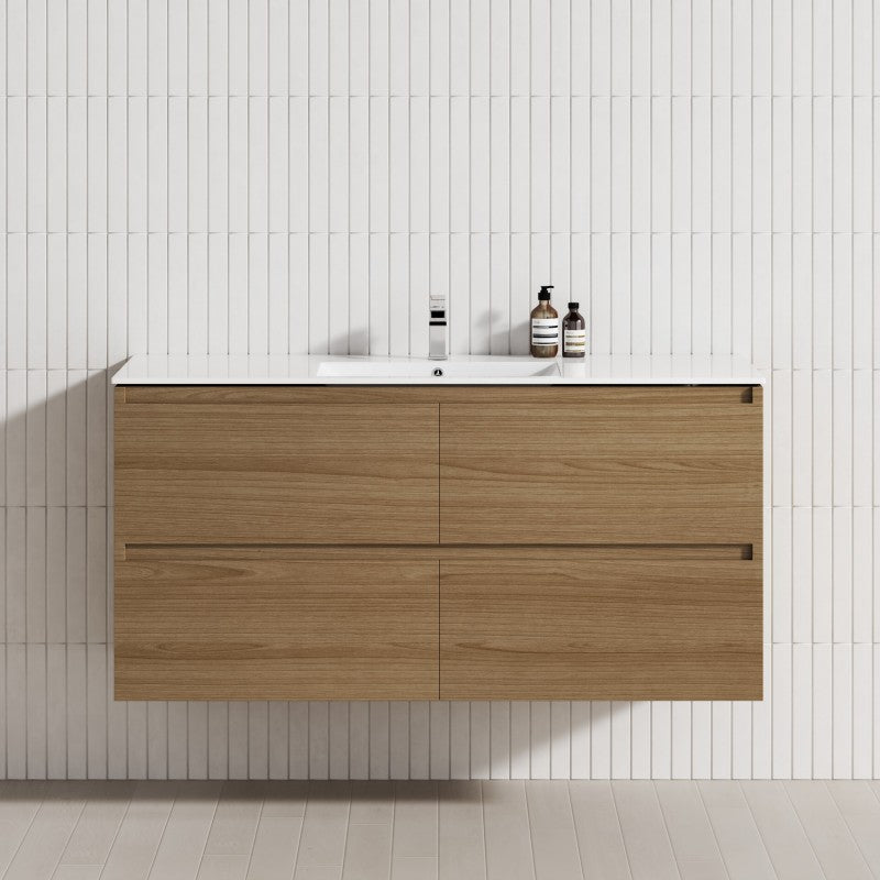 4-Drawer 1200/1500/1800Mm Wall Hung Bathroom Floating Vanity Multi-Colour Cabinet Only Vanities
