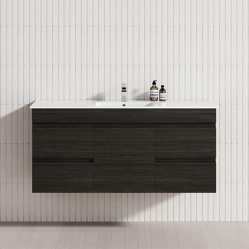 4-Drawer 1-Door 1200mm Wall Hung Bathroom Floating Vanity Single Bowl Multi-Colour Cabinet Only