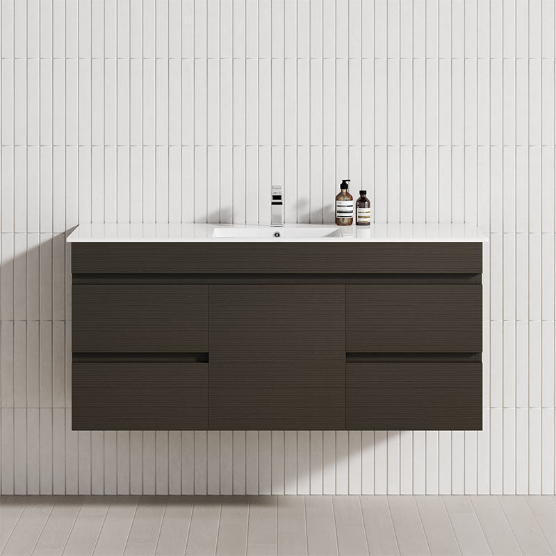 4-Drawer 1-Door 1200mm Wall Hung Bathroom Floating Vanity Single Bowl Multi-Colour Cabinet Only