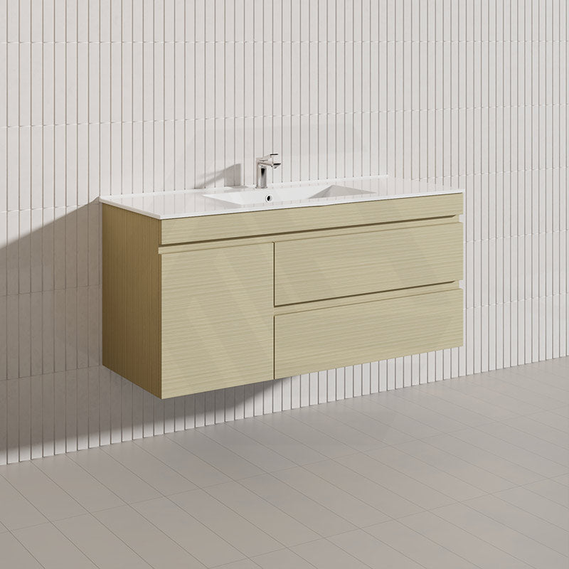 2-Drawer, 1-Door 1200mm MDF Wall Hung Bathroom Floating Vanity Only Single Bowl Variant Color Available