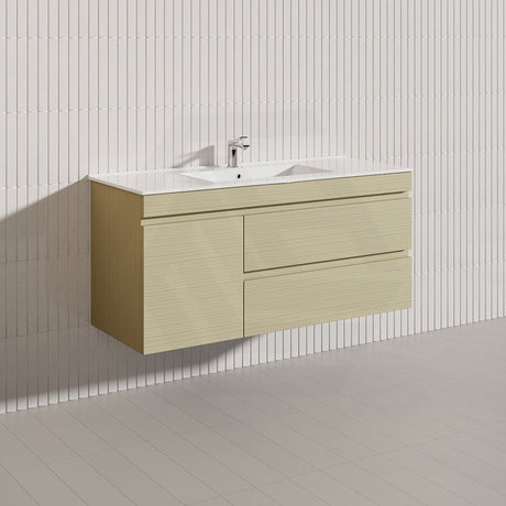 2-Drawer, 1-Door 1200mm MDF Wall Hung Bathroom Floating Vanity Only Single Bowl Variant Color Available