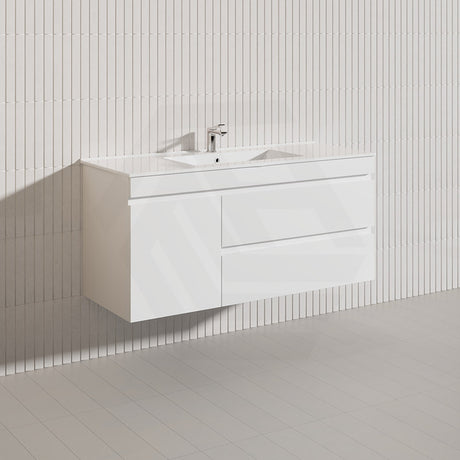 2-Drawer, 1-Door 1200mm MDF Wall Hung Bathroom Floating Vanity Only Single Bowl Variant Color Available