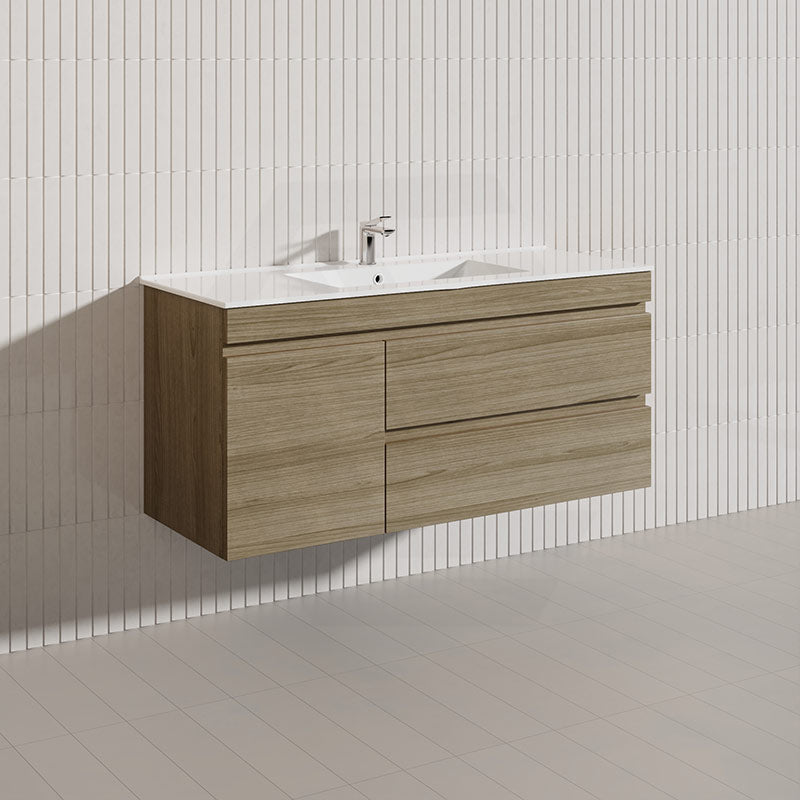 2-Drawer, 1-Door 1200mm MDF Wall Hung Bathroom Floating Vanity Only Single Bowl Variant Color Available