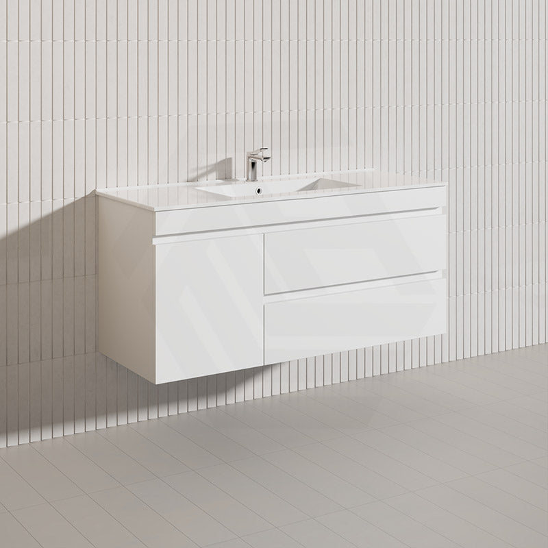 2-Drawer, 1-Door 1200mm MDF Wall Hung Bathroom Floating Vanity Only Single Bowl Variant Color Available
