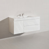 2-Drawer, 1-Door 1200mm MDF Wall Hung Bathroom Floating Vanity Only Single Bowl Variant Color Available