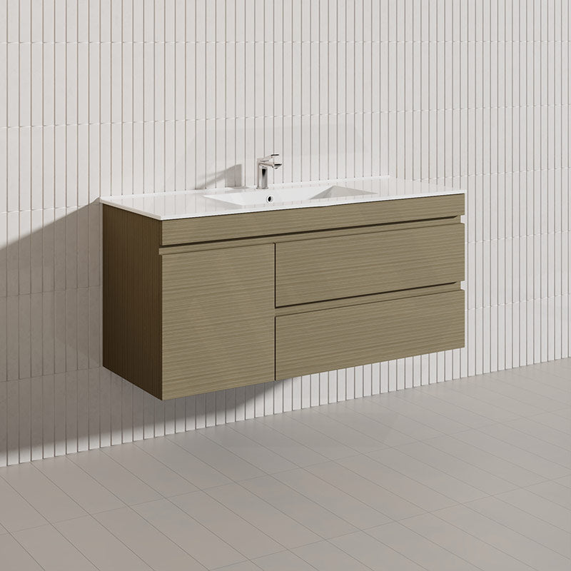 2-Drawer, 1-Door 1200mm MDF Wall Hung Bathroom Floating Vanity Only Single Bowl Variant Color Available