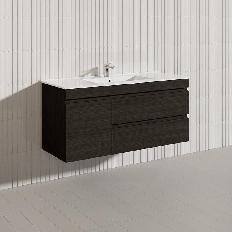 2-Drawer, 1-Door 1200mm MDF Wall Hung Bathroom Floating Vanity Only Single Bowl Variant Color Available