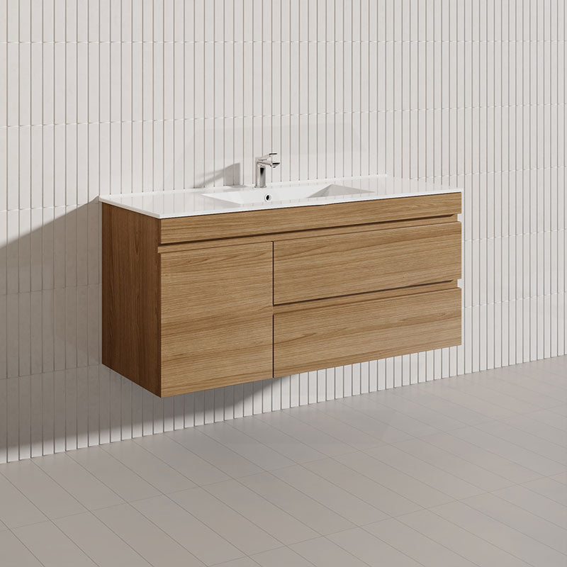 2-Drawer, 1-Door 1200mm MDF Wall Hung Bathroom Floating Vanity Only Single Bowl Variant Color Available