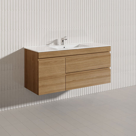 2-Drawer, 1-Door 1200mm MDF Wall Hung Bathroom Floating Vanity Only Single Bowl Variant Color Available