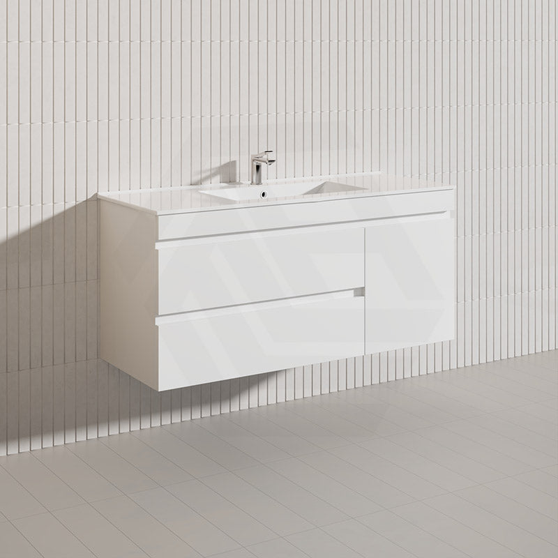 2-Drawer, 1-Door 1200mm MDF Wall Hung Bathroom Floating Vanity Only Single Bowl Variant Color Available